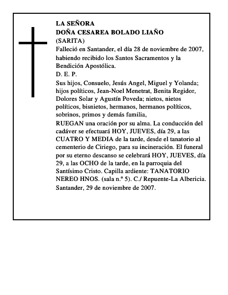 DOÑA CESAREA BOLADO LIAÑO