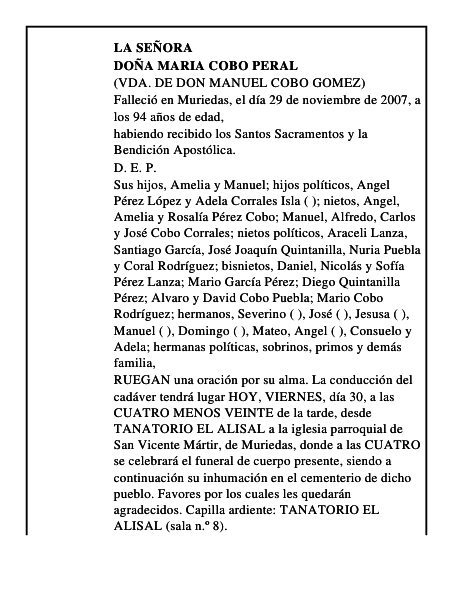 DOÑA MARIA COBO PERAL