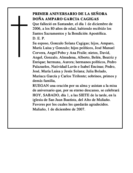 DOÑA AMPARO GARCIA CAGIGAS