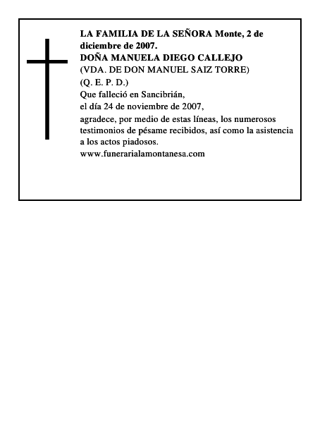 DOÑA MANUELA DIEGO CALLEJO