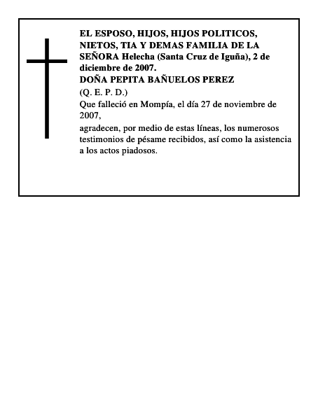 DOÑA PEPITA BAÑUELOS PEREZ