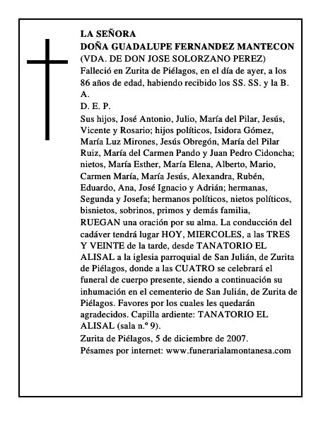 DOÑA GUADALUPE FERNANDEZ MANTECON