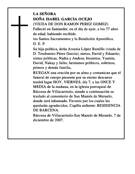 DOÑA ISABEL GARCIA OCEJO