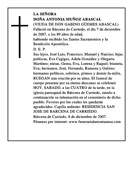 DOÑA ANTONIA MUÑOZ ABASCAL