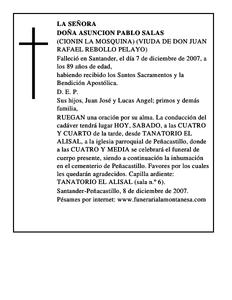 DOÑA ASUNCION PABLO SALAS