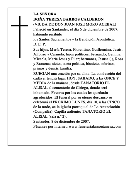 DOÑA TERESA BARROS CALDERON