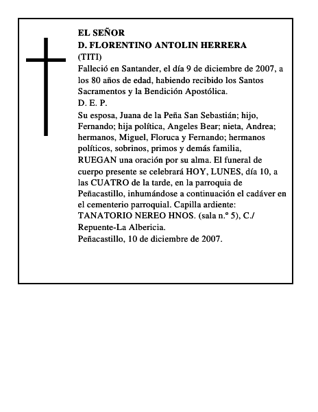D. FLORENTINO ANTOLIN HERRERA
