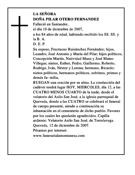 DOÑA PILAR OTERO FERNANDEZ