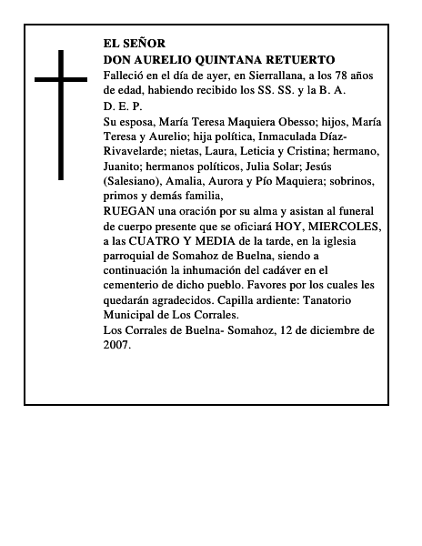 DON AURELIO QUINTANA RETUERTO