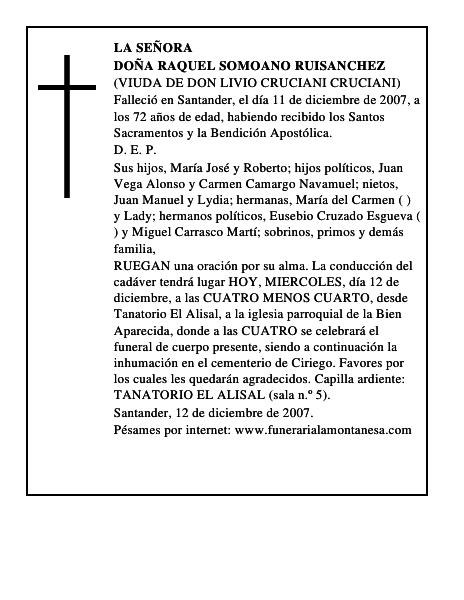 DOÑA RAQUEL SOMOANO RUISANCHEZ