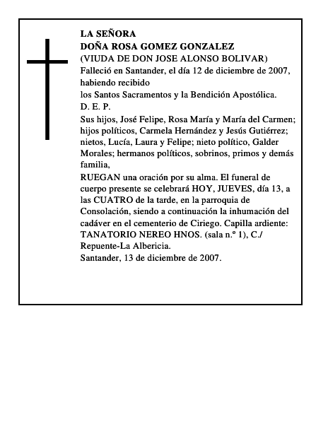 DOÑA ROSA GOMEZ GONZALEZ