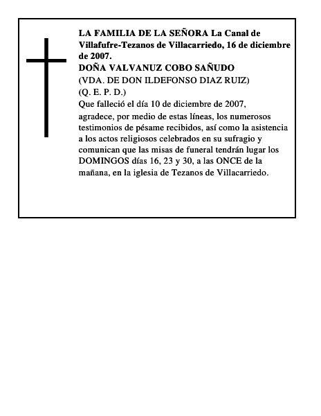 DOÑA VALVANUZ COBO SAÑUDO