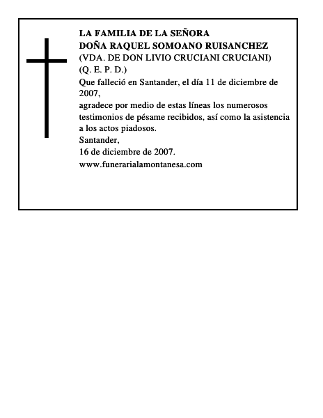 DOÑA RAQUEL SOMOANO RUISANCHEZ