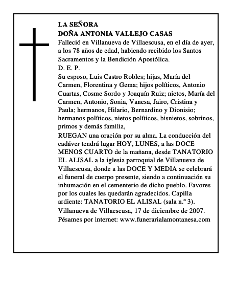 DOÑA ANTONIA VALLEJO CASAS