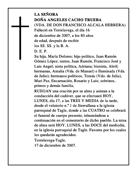 DOÑA ANGELES CACHO TRUEBA