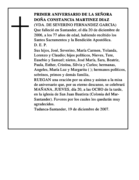 DOÑA CONSTANCIA MARTINEZ DIAZ