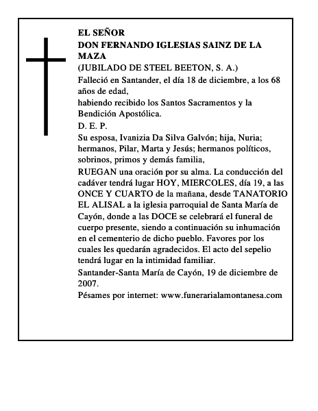 DON FERNANDO IGLESIAS SAINZ DE LA MAZA