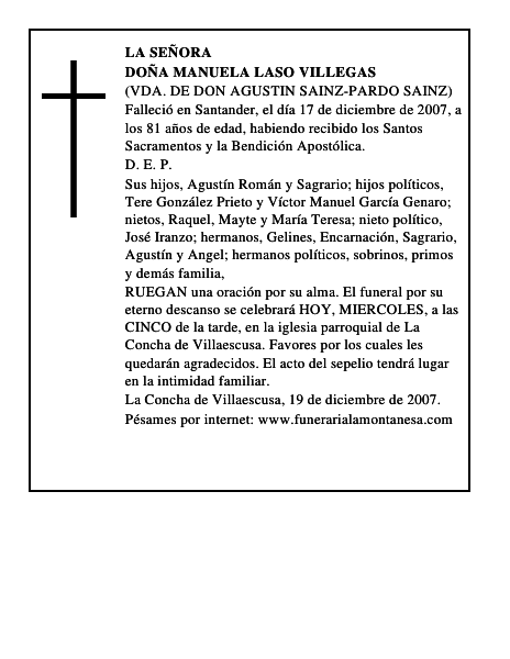 DOÑA MANUELA LASO VILLEGAS