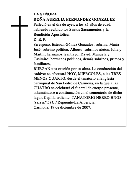 DOÑA AURELIA FERNANDEZ GONZALEZ