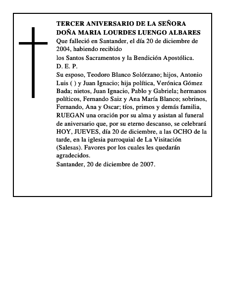 DOÑA MARIA LOURDES LUENGO ALBARES