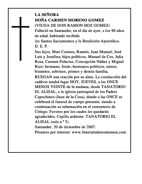 DOÑA CARMEN MORENO GOMEZ