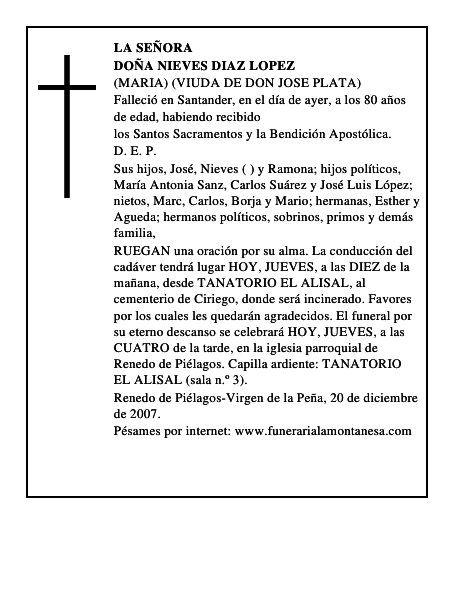 DOÑA NIEVES DIAZ LOPEZ