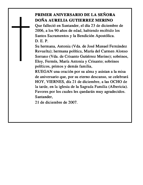 DOÑA AURELIA GUTIERREZ MERINO