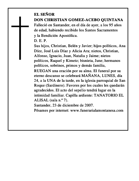 DON CHRISTIAN GOMEZ-ACEBO QUINTANA