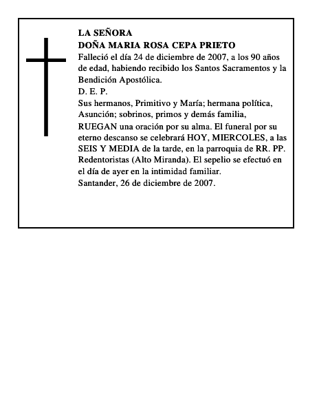 DOÑA MARIA ROSA CEPA PRIETO