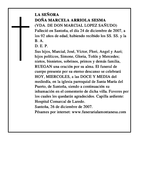 DOÑA MARCELA ARRIOLA SESMA