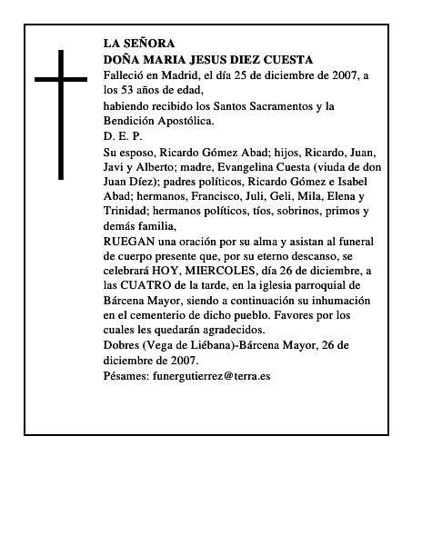 DOÑA MARIA JESUS DIEZ CUESTA