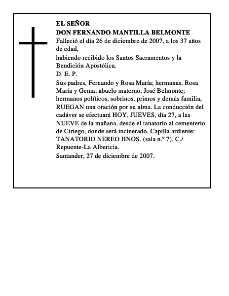 DON FERNANDO MANTILLA BELMONTE