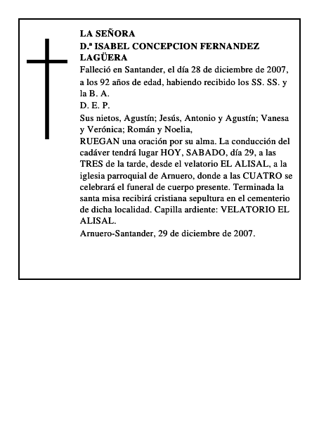 D.ª ISABEL CONCEPCION FERNANDEZ LAGÜERA