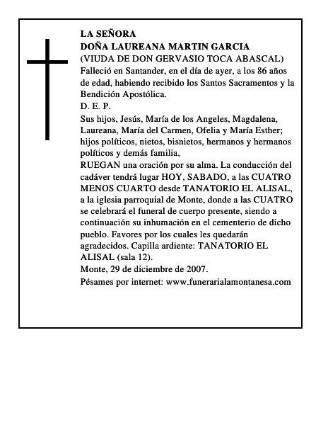 DOÑA LAUREANA MARTIN GARCIA