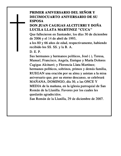 DON JUAN CAGIGAS ALCITURRI Y DOÑA LUCILA LLATA MARTINEZ 'CUCA'