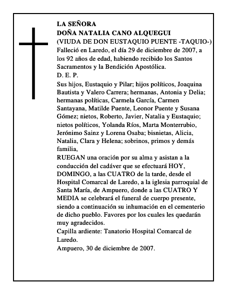 DOÑA NATALIA CANO ALQUEGUI