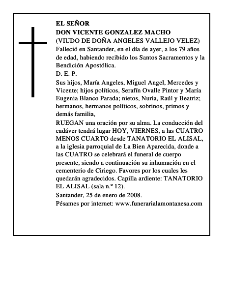 DON VICENTE GONZALEZ MACHO