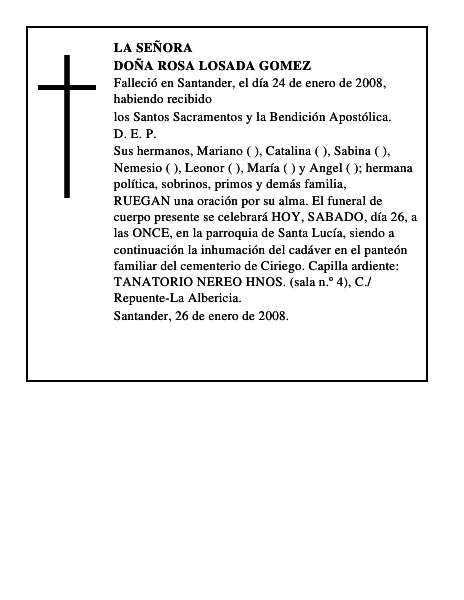 DOÑA ROSA LOSADA GOMEZ