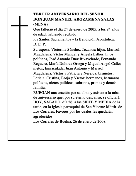 DON JUAN MANUEL AROZAMENA SALAS