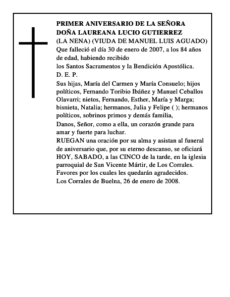 DOÑA LAUREANA LUCIO GUTIERREZ
