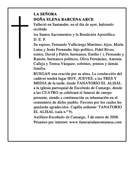 DOÑA ELENA BARCENA ARCE