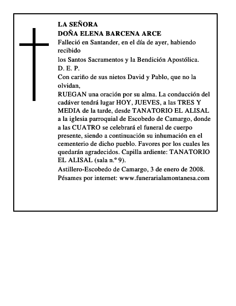 DOÑA ELENA BARCENA ARCE