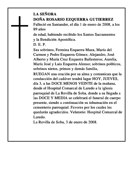 DOÑA ROSARIO EZQUERRA GUTIERREZ