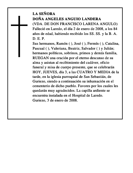 DOÑA ANGELES ANGUIO LANDERA