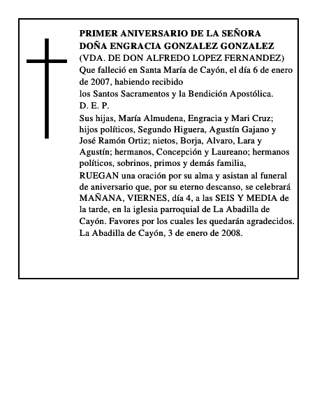 DOÑA ENGRACIA GONZALEZ GONZALEZ
