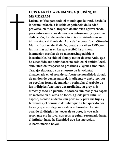 Luis García Argumnosa (Luisín), in memoriam