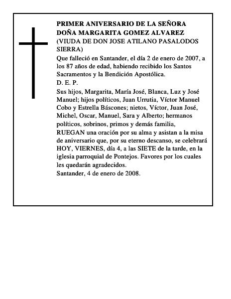 DOÑA MARGARITA GOMEZ ALVAREZ