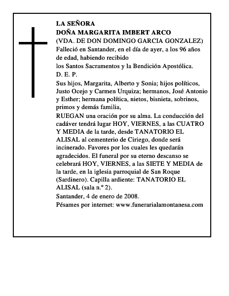 DOÑA MARGARITA IMBERT ARCO