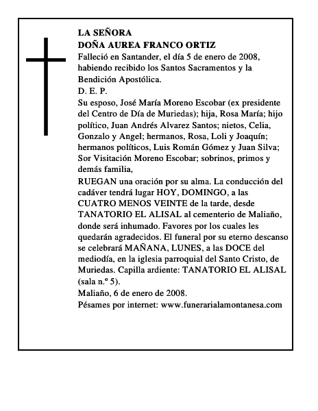 DOÑA AUREA FRANCO ORTIZ