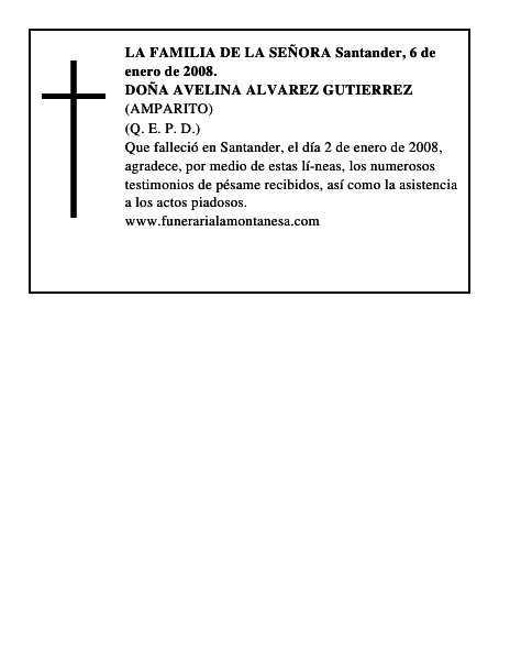 DOÑA AVELINA ALVAREZ GUTIERREZ